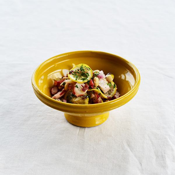 Rustic Earthenware Footed Bowl – Yellow