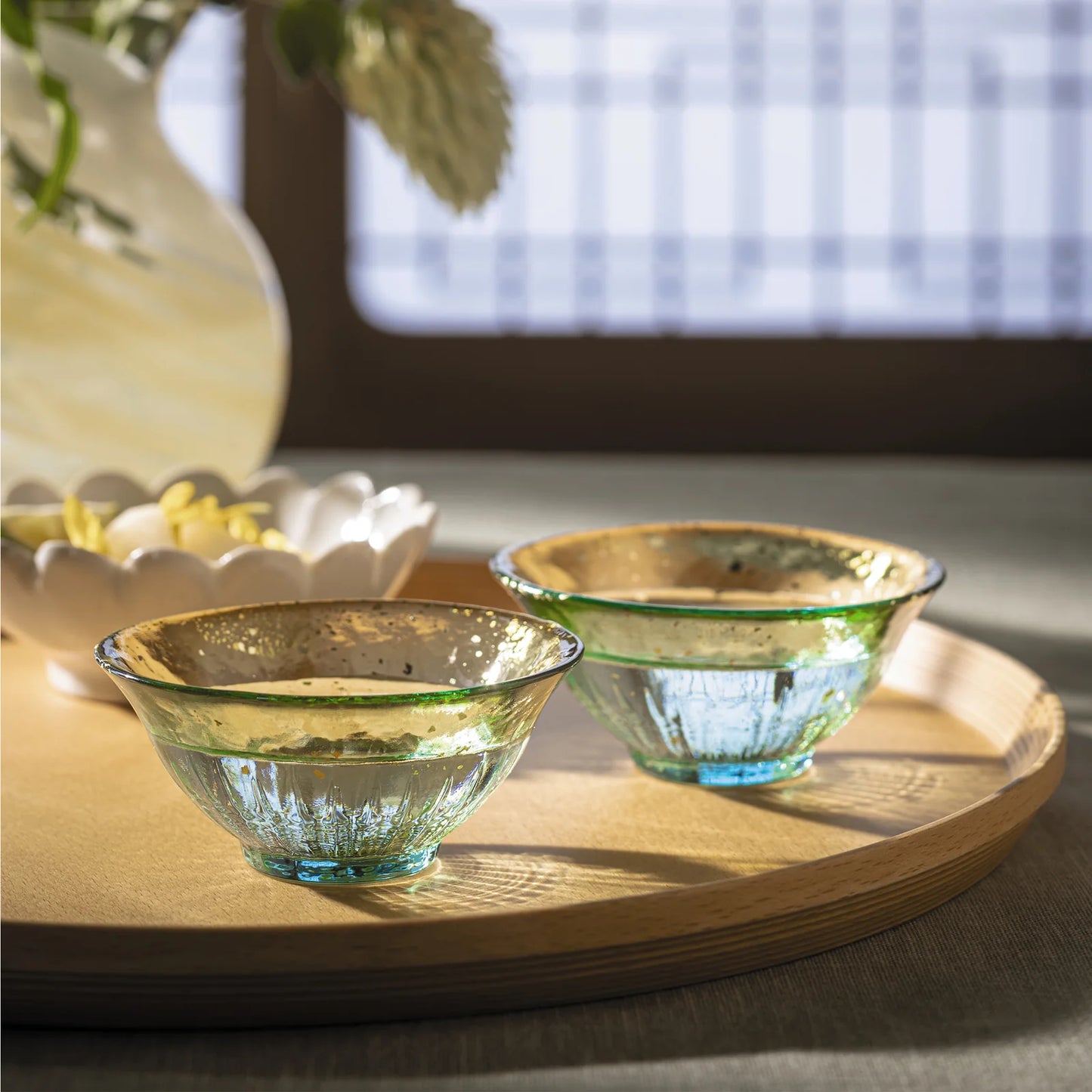 Tsugaru Vidro KINSAI Sake & Tea Glass with Wooden Gift Box