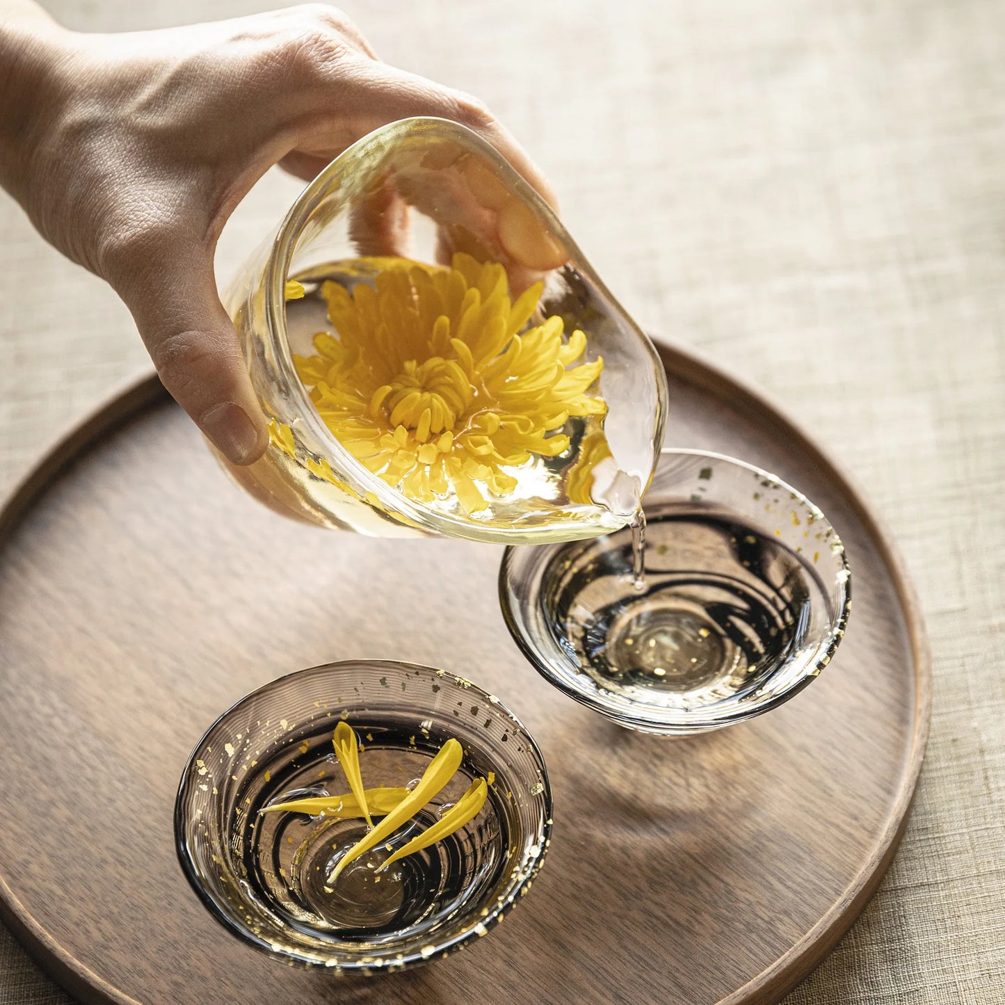 Tsugaru Vidro KINSAI Sake & Tea Glass with Wooden Gift Box