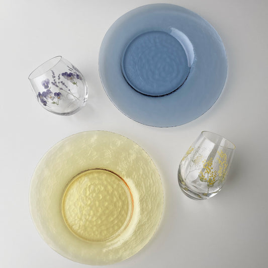 Toyo-Sasaki Handcraft Glass Plate — Blue