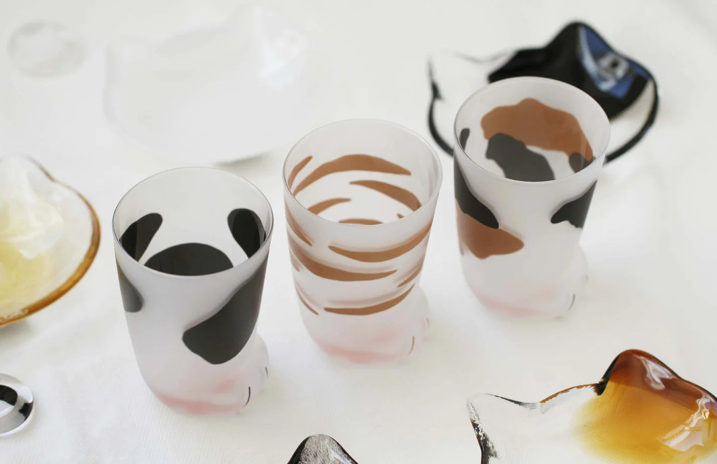 Calico Cat Paw Frosted Glass Cup Gift Set