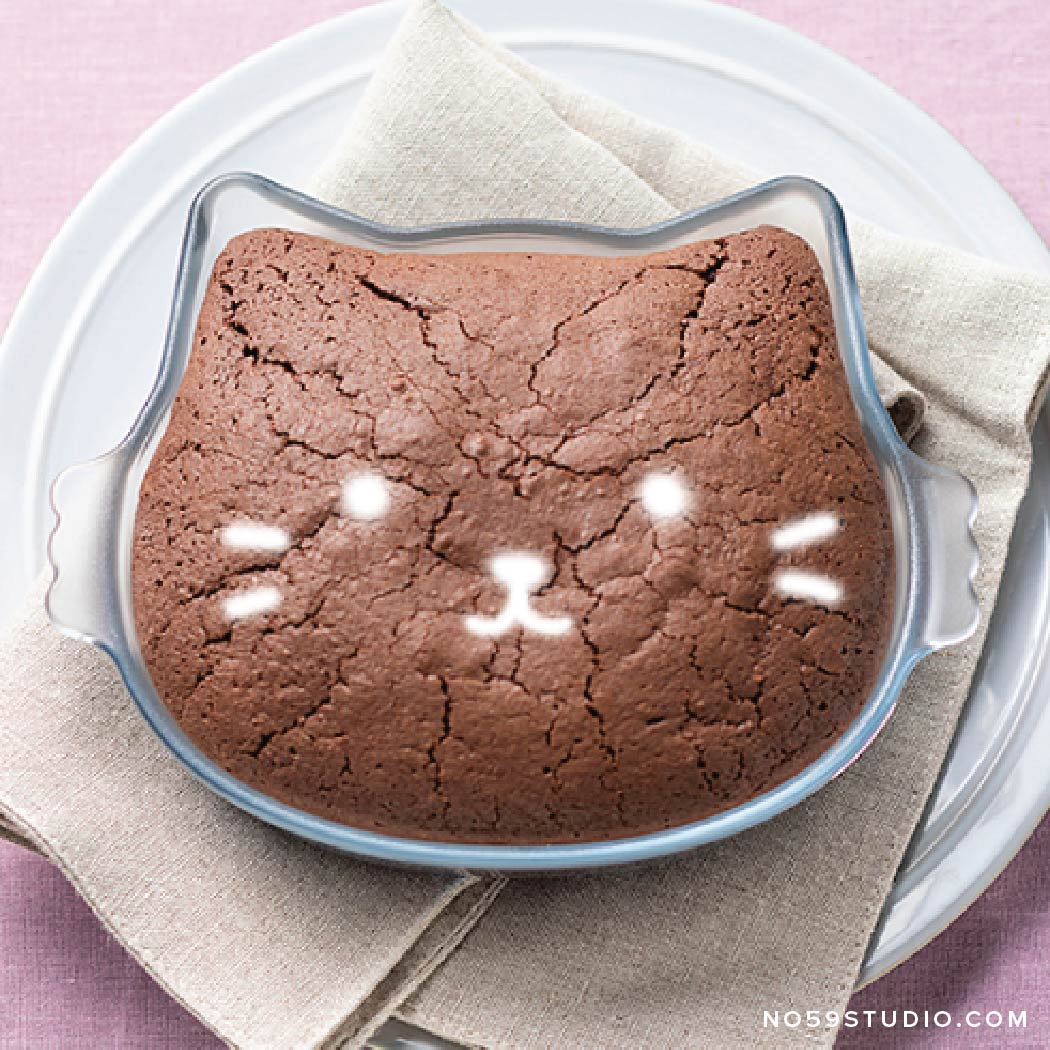 Cera Bake Non-Stick Cat Face Glass Baking Dish