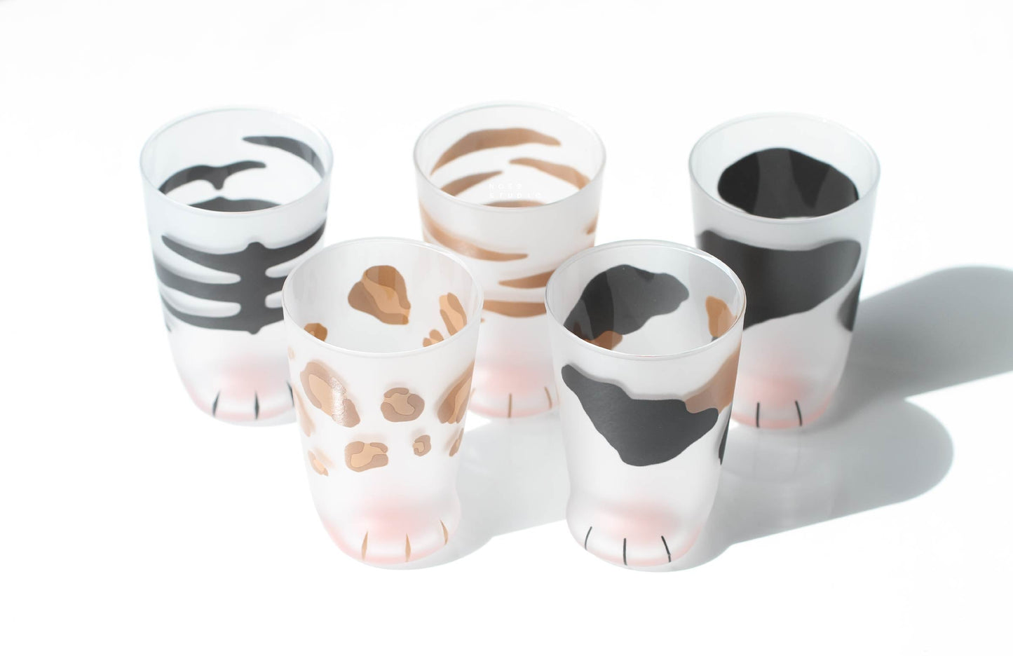 Calico Cat Paw Frosted Glass Cup Gift Set
