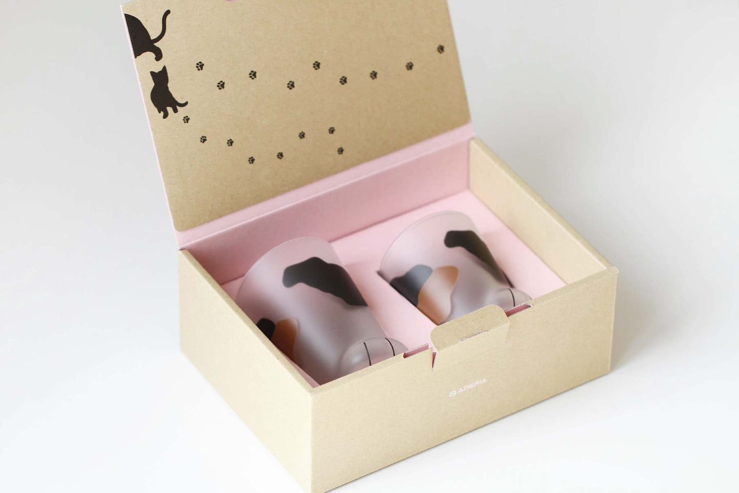 Calico Cat Paw Frosted Glass Cup Gift Set
