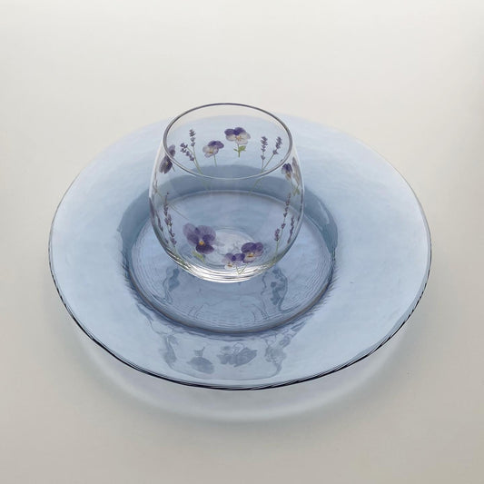 Toyo-Sasaki Handcraft Glass Plate — Blue