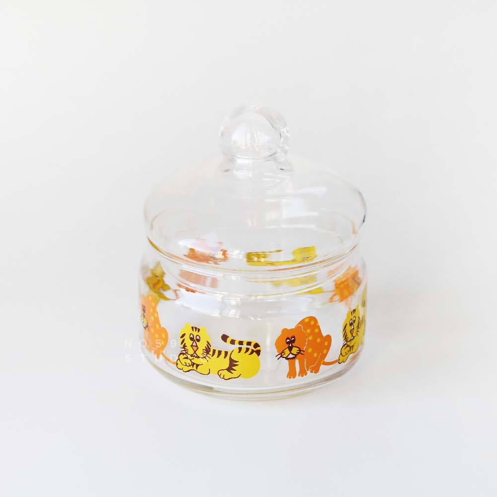 Aderia Retro Zoomate Tiger and Leopard Glass Canister with Lid