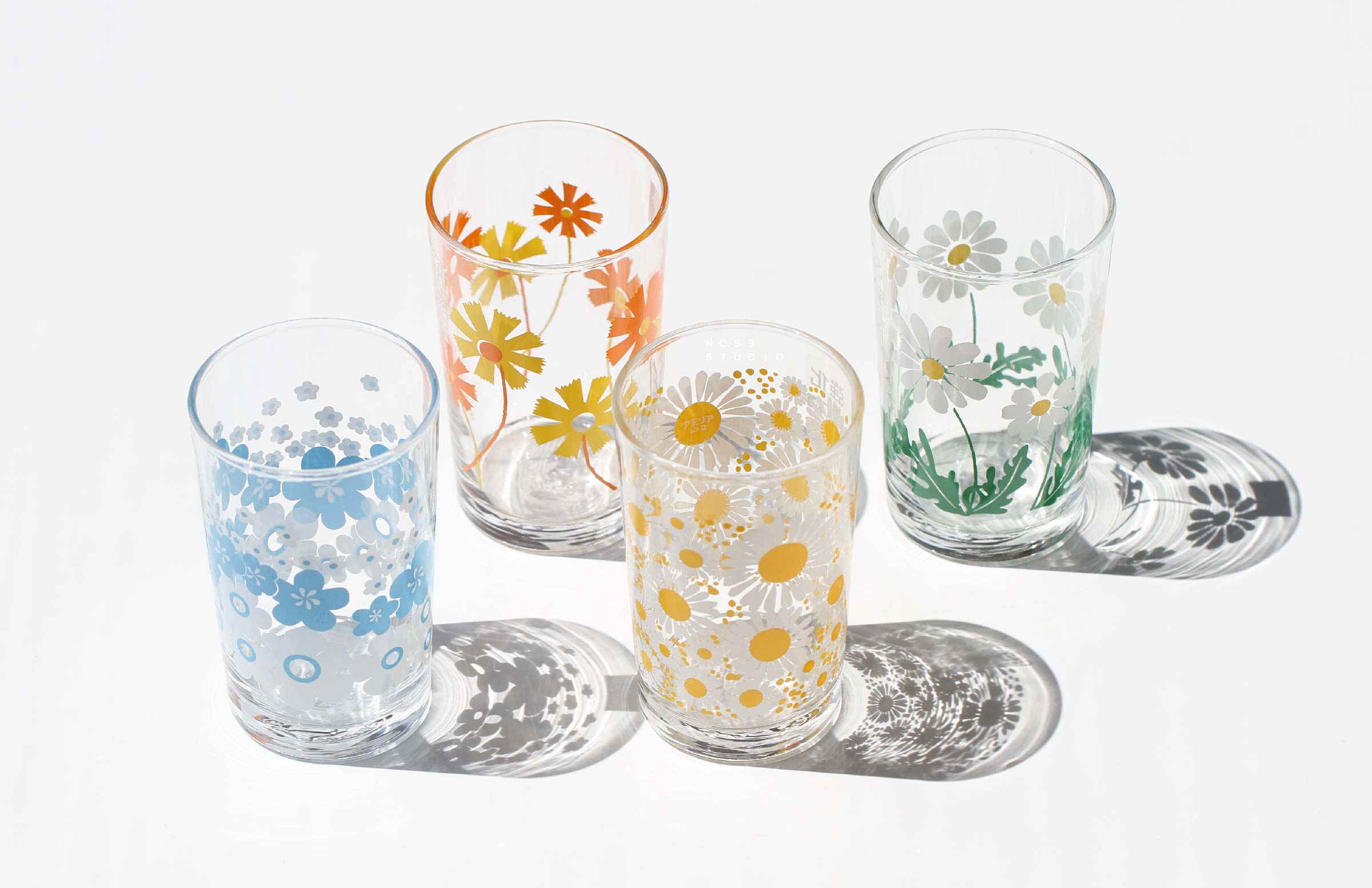 Retro Flower Beer Glass Can Glass Coffee Cup Soda Glass 