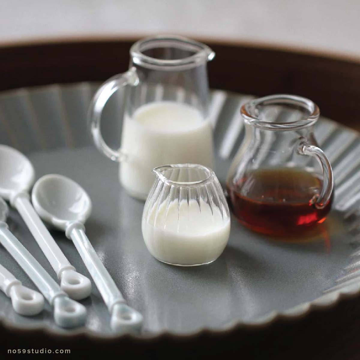 Handmade Glass Milk Pitcher / Mini Vase Set