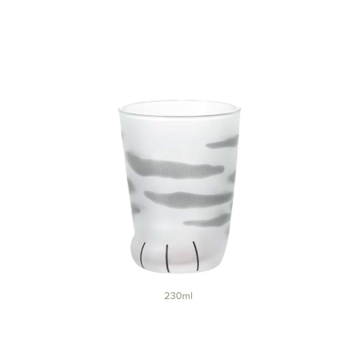 Grey Tabby Cat Paw Frosted Glass Cup