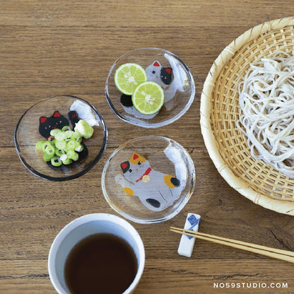 Medetamono Lucky Cat Mini Glass Plates