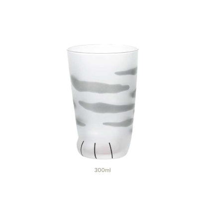 Grey Tabby Cat Paw Frosted Glass Cup