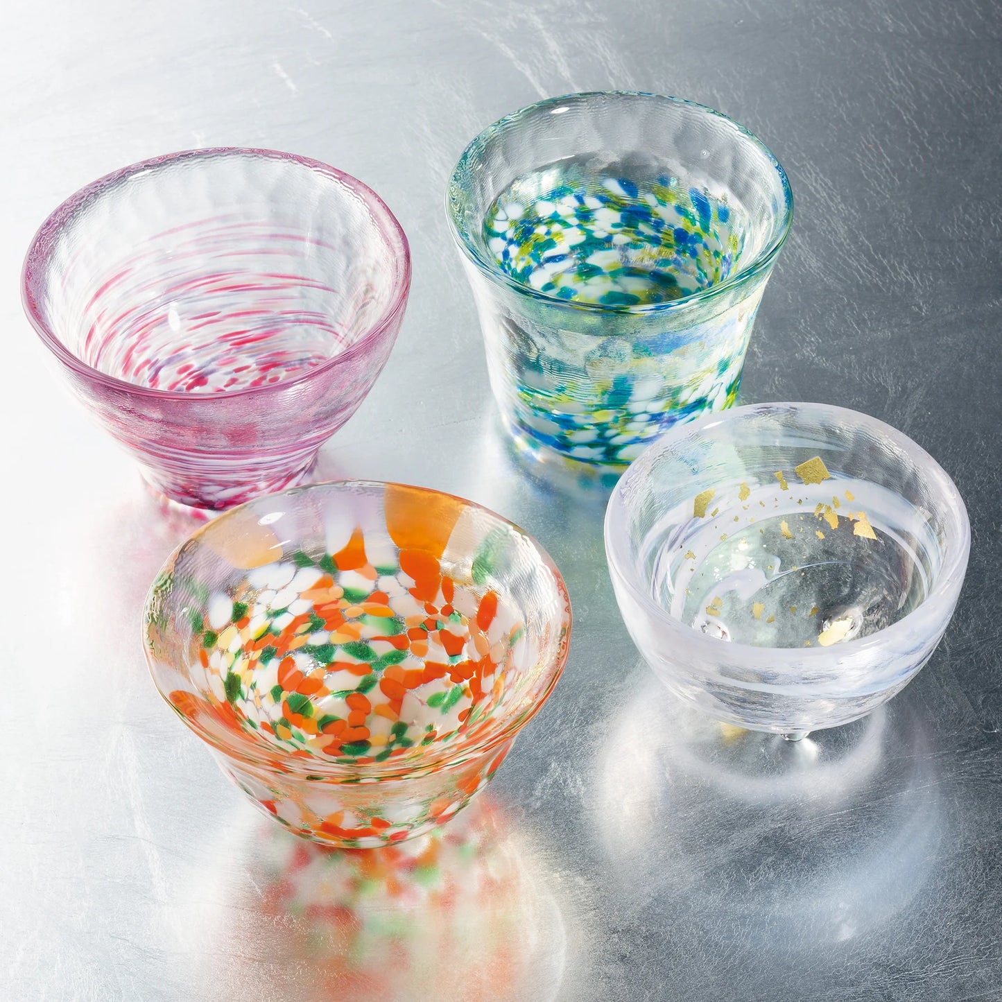 Tsugaru Vidro Sake Cup Set of Four Seasons