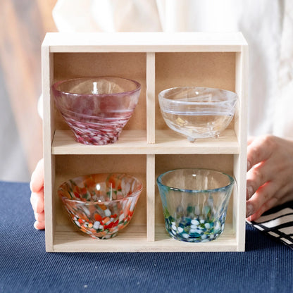 Tsugaru Vidro Sake Cup Set of Four Seasons
