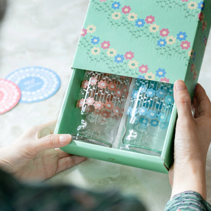 【Limited Edition】Aderia Retro Pair Glass Gift Set – Baby's Breath (Pink & Blue)