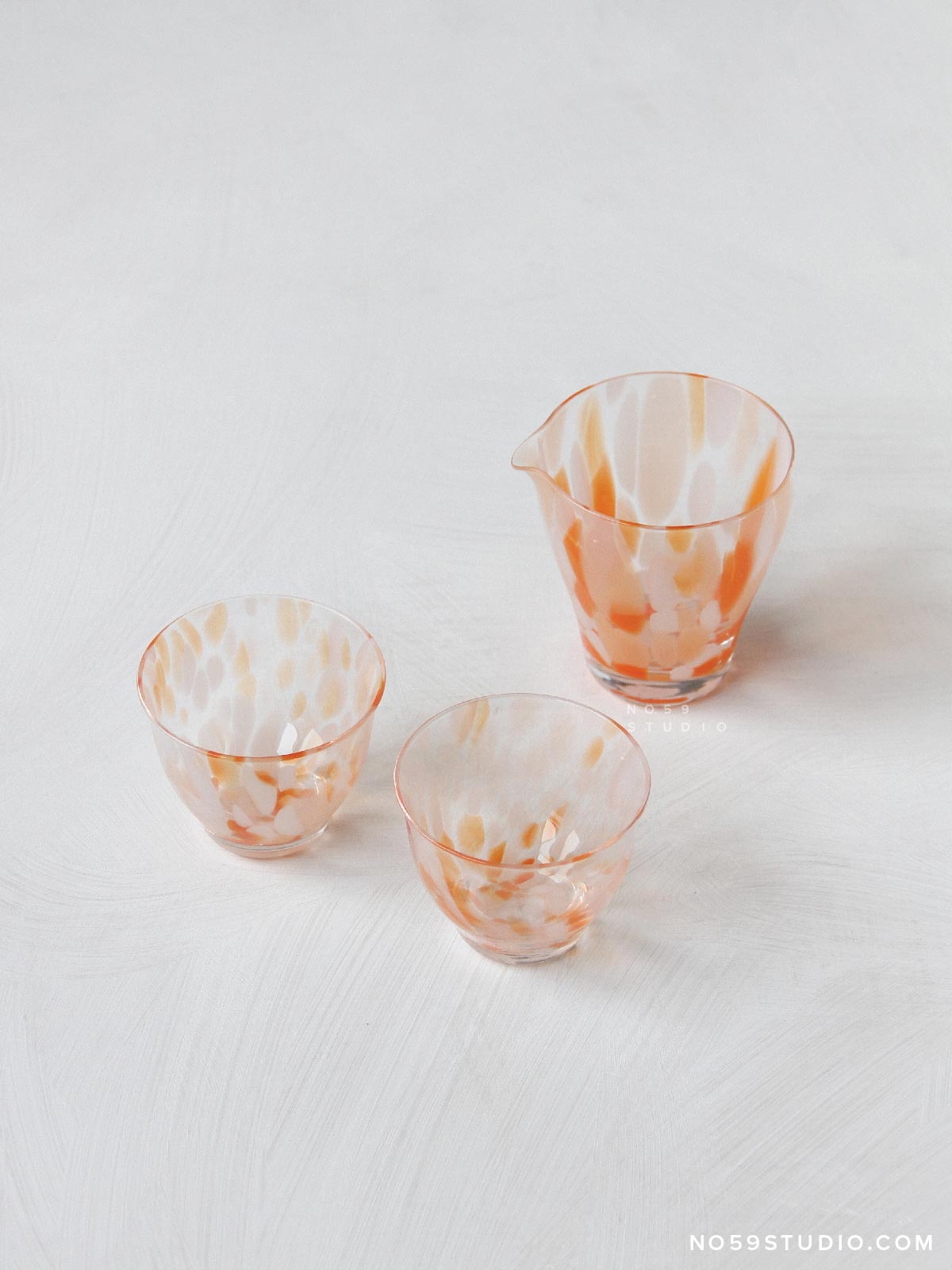 Tsugaru Vidro Fukura Sake Set - Orange