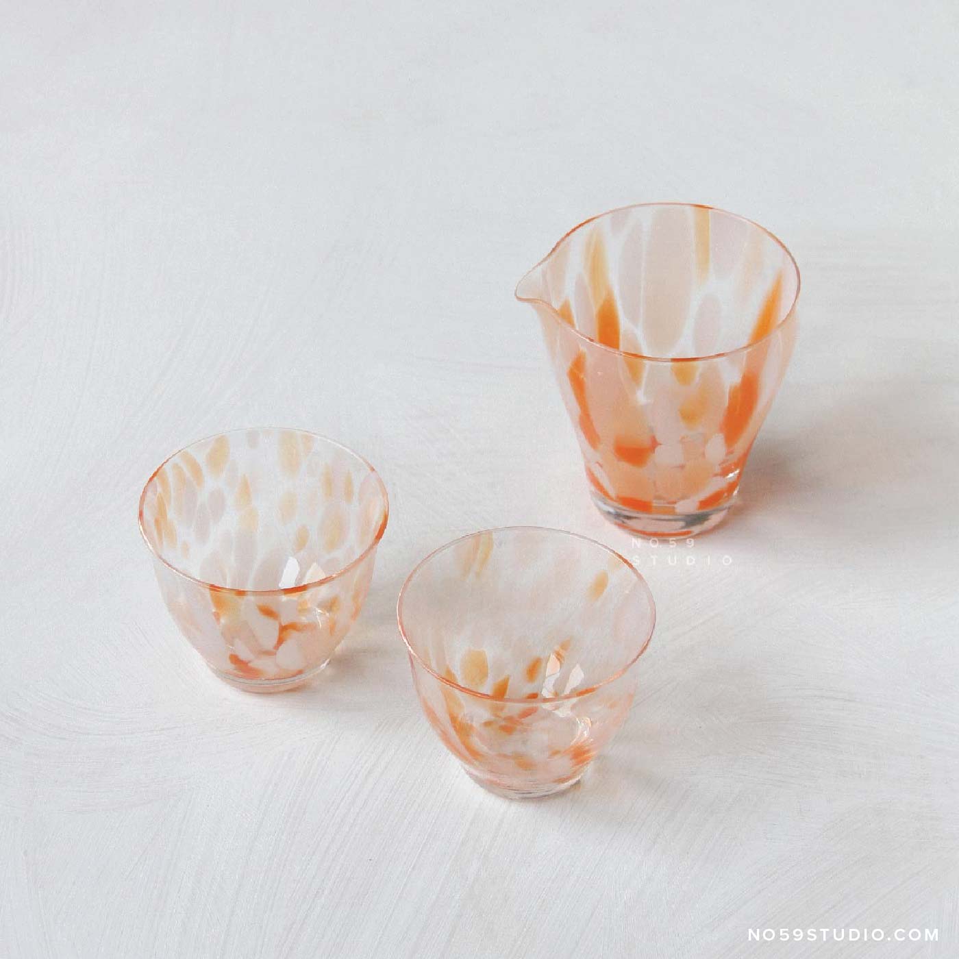 Tsugaru Vidro Fukura Sake Set - Orange