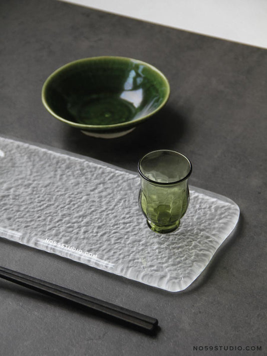 Tsugaru Vidro Handmade Crystal Glass Rectangle Plate Set of 2