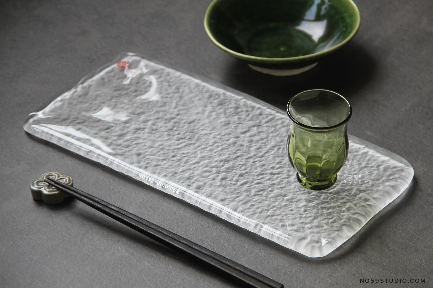 Tsugaru Vidro Handmade Crystal Glass Rectangle Plate Set of 2