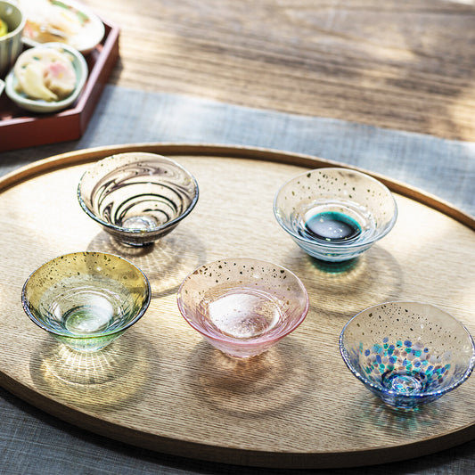 Tsugaru Vidro KINSAI Sake & Tea Glass with Wooden Gift Box