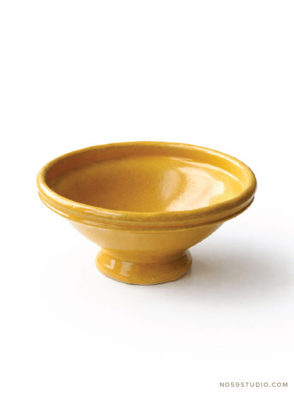 Rustic Earthenware Footed Bowl – Yellow