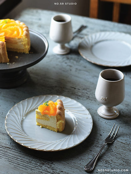 Vintage Style Ruffled Edge Ceramic Plate