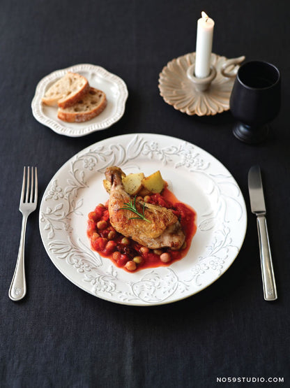 Vintage Style Botanical Wide Rim Dinner Plate