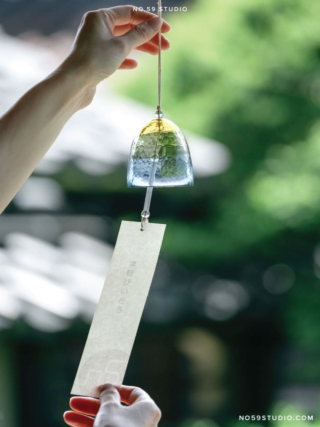 Handcrafted Japanese Glass Wind Chime — Moon White