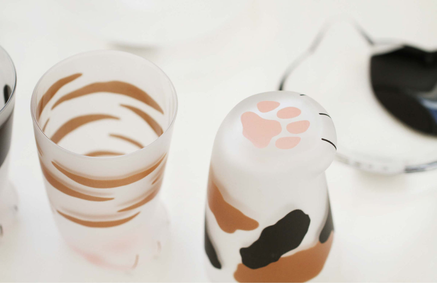 Calico Cat Paw Frosted Glass Cup Gift Set