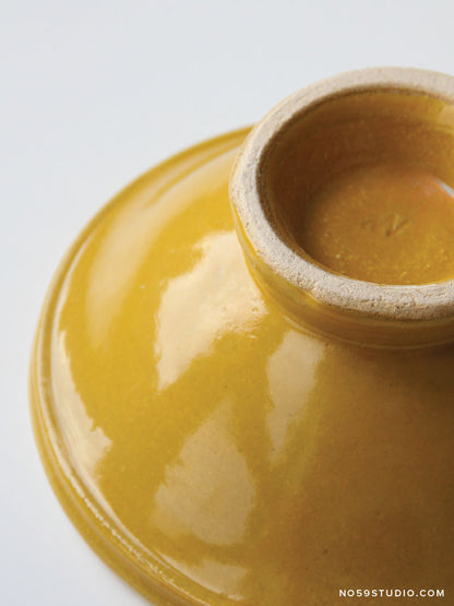 Rustic Earthenware Footed Bowl – Yellow