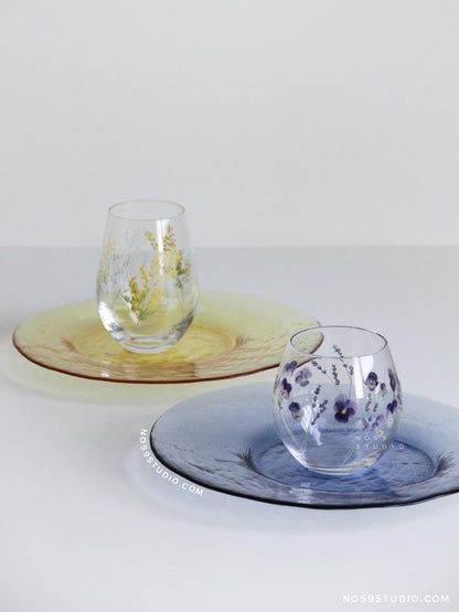 Language of Flower Glassware Gift Set for Two - Blue