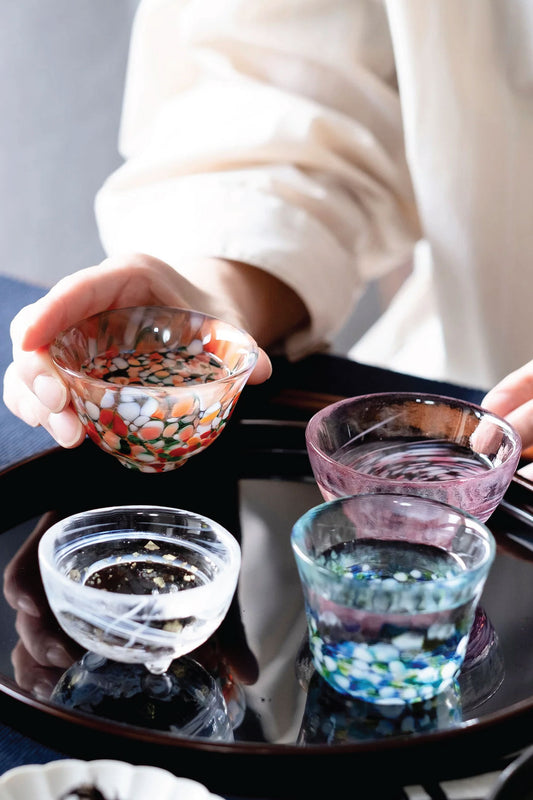 Tsugaru Vidro Sake Cup Set of Four Seasons