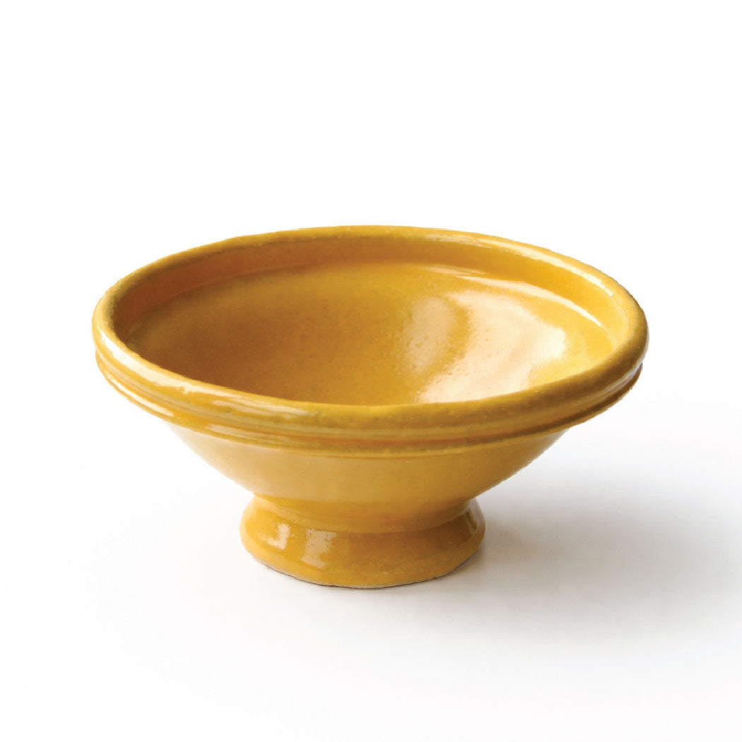 Rustic Earthenware Footed Bowl – Yellow