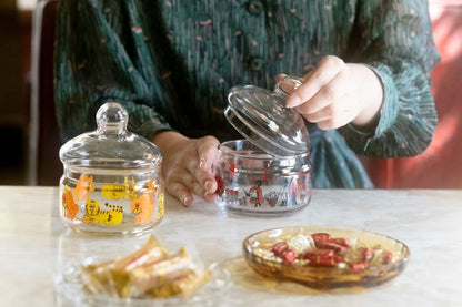 Aderia Retro Zoomate Tiger and Leopard Glass Canister with Lid