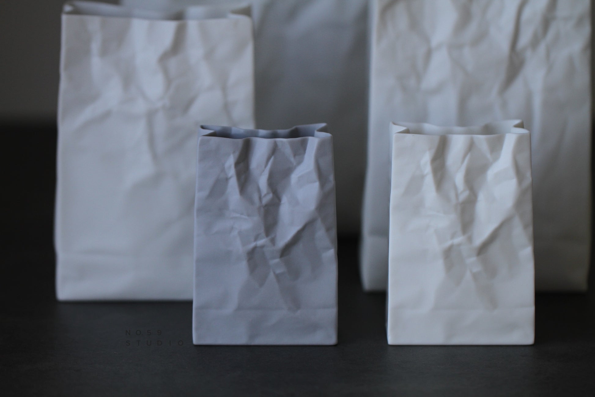 Crinkle Paper Bag Shape Ceramic Vase – Virago by Cris